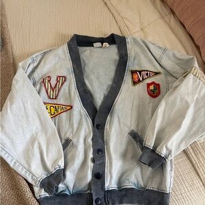Vintage Patchwork Denim varsity patchwork 80s Jacket Americana size large